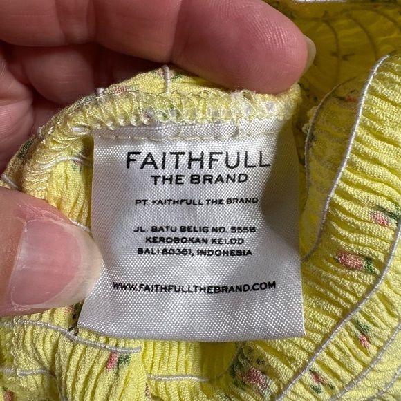 NWT Faithfull the Brand- Constantia Yellow Floral Puff Sleeve Dress. Size US 6 - Picture 9 of 12